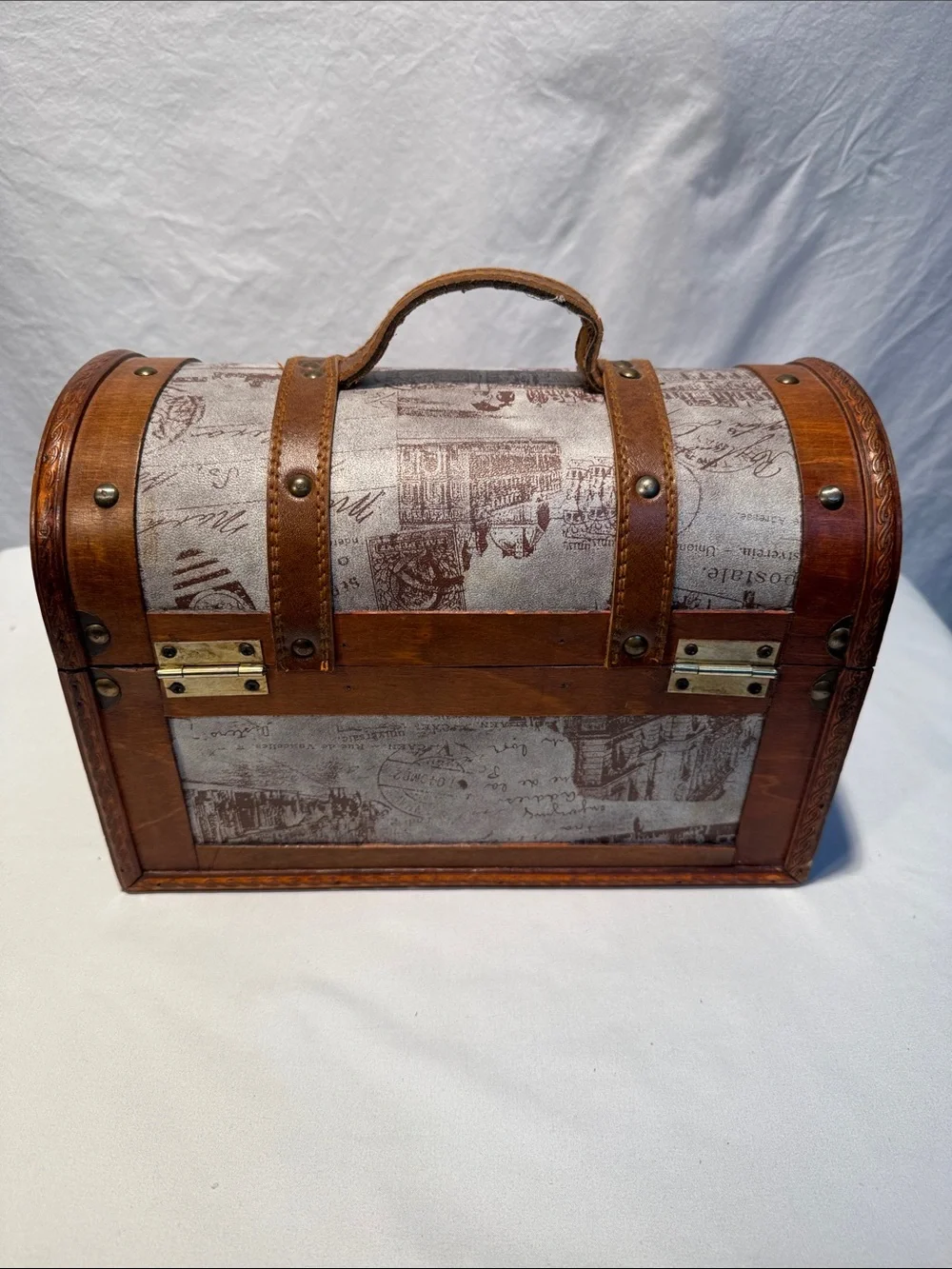 Vintage-Style Small Wood Chest Trunk Storage Box